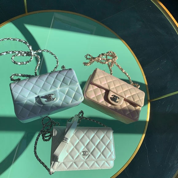 21K CHANEL Classic Mini Flap Bag Iridescent  Blue - Picture 8 of 10